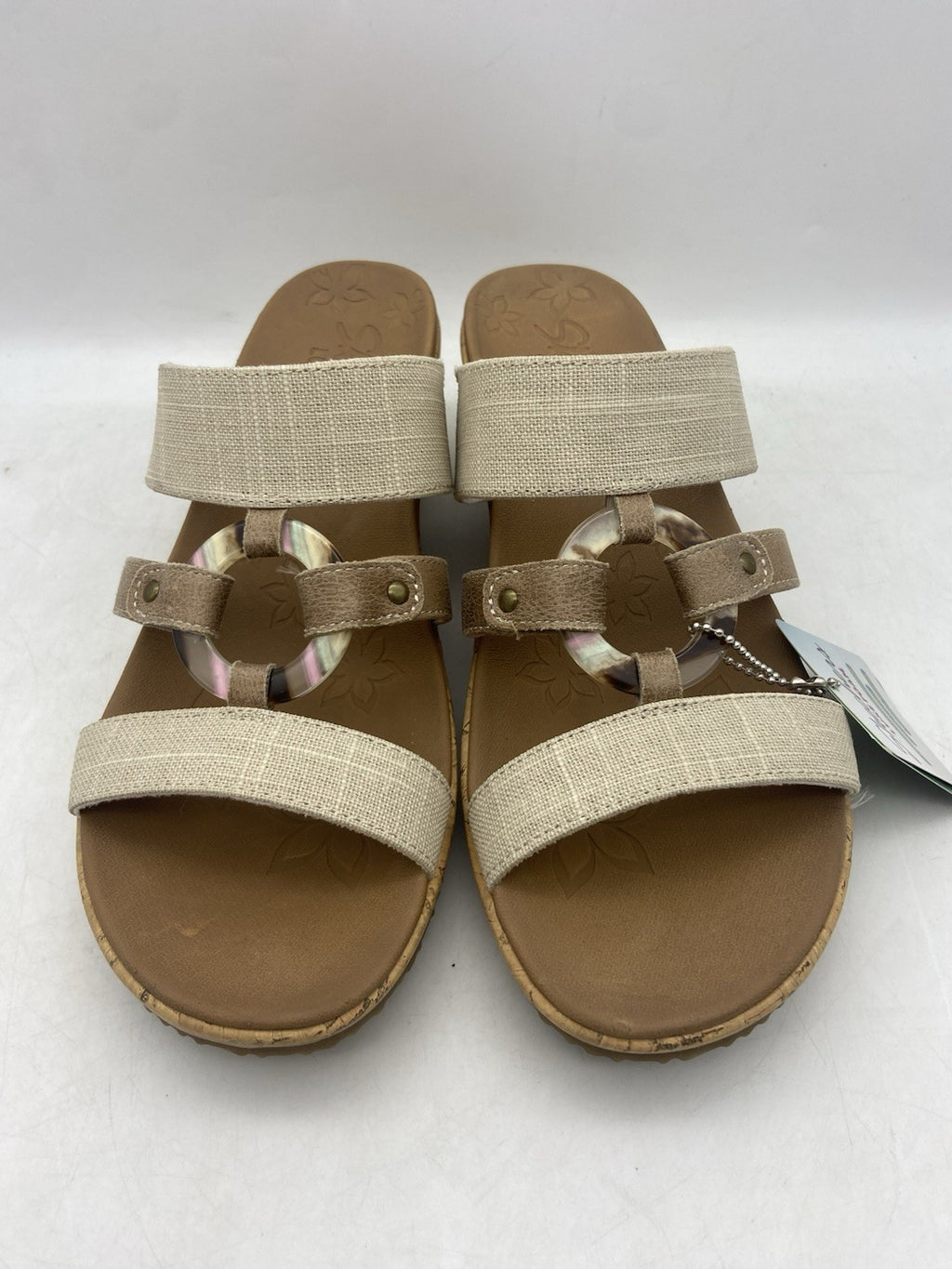 Skechers Womens Beverlee Luxe Foam Sail Away Embellished Wedge Sandals Beige 10