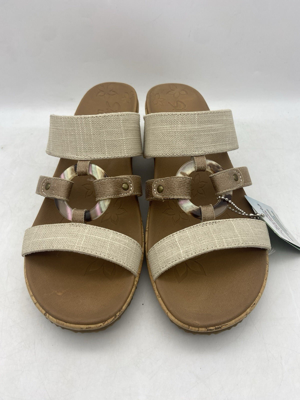Skechers Womens Beverlee Luxe Foam Sail Away Embellished Wedge Sandals Beige 10