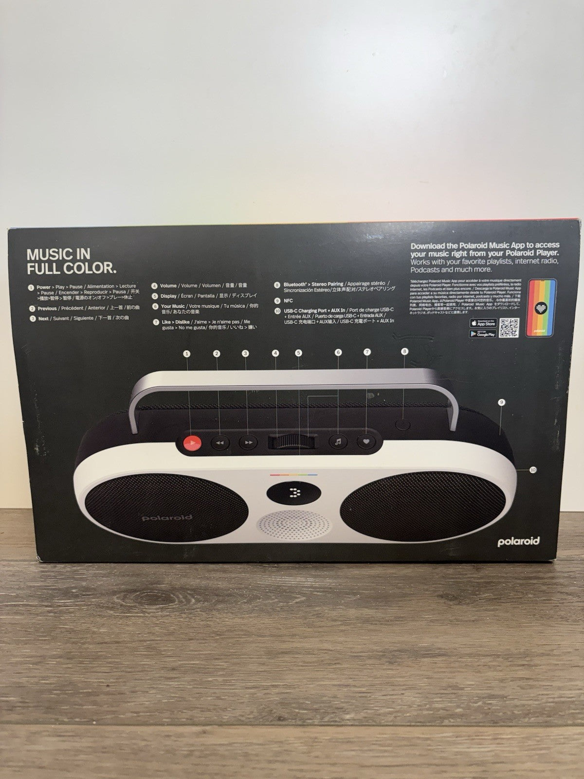Polaroid P3 Music Player Wireless Bluetooth Speaker Retro Boombox Black