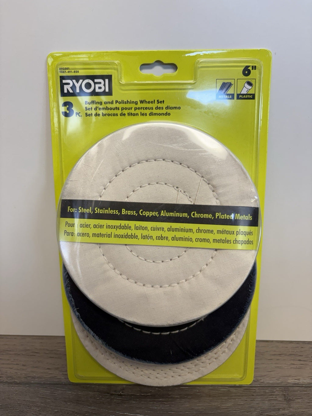 RYOBI A92301 6 in. Buffing Wheel Set 3-Piece