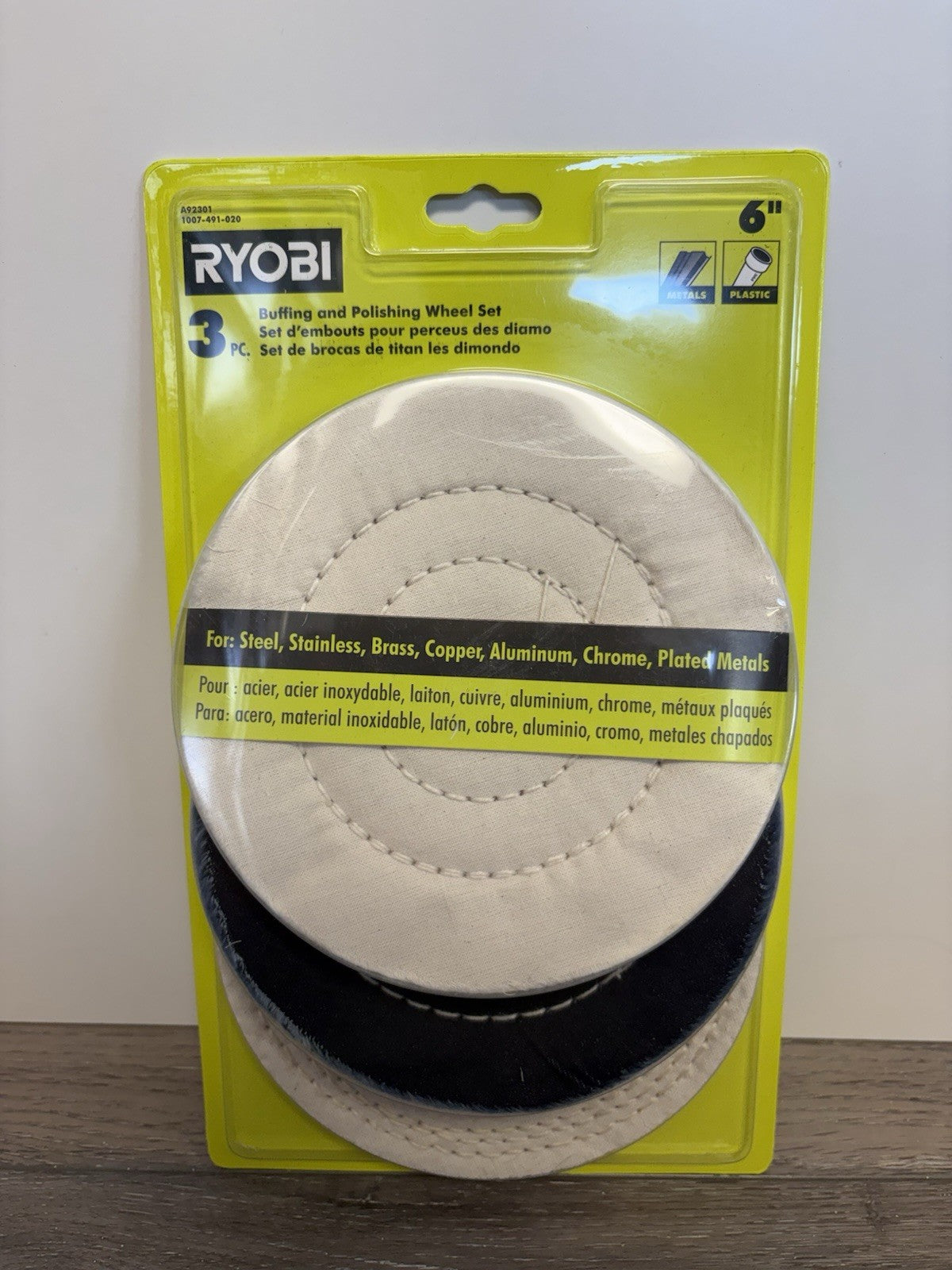 RYOBI A92301 6 in. Buffing Wheel Set 3-Piece