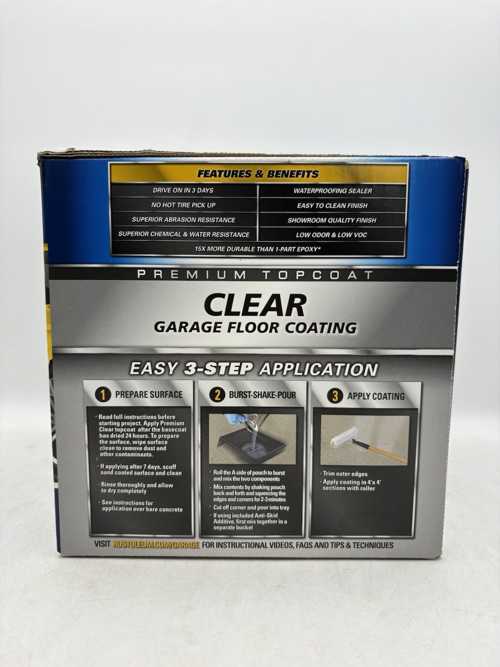 New Rust-Oleum 292514 EpoxyShield Premium Garage Floor Coating Kit 90 oz- Clear