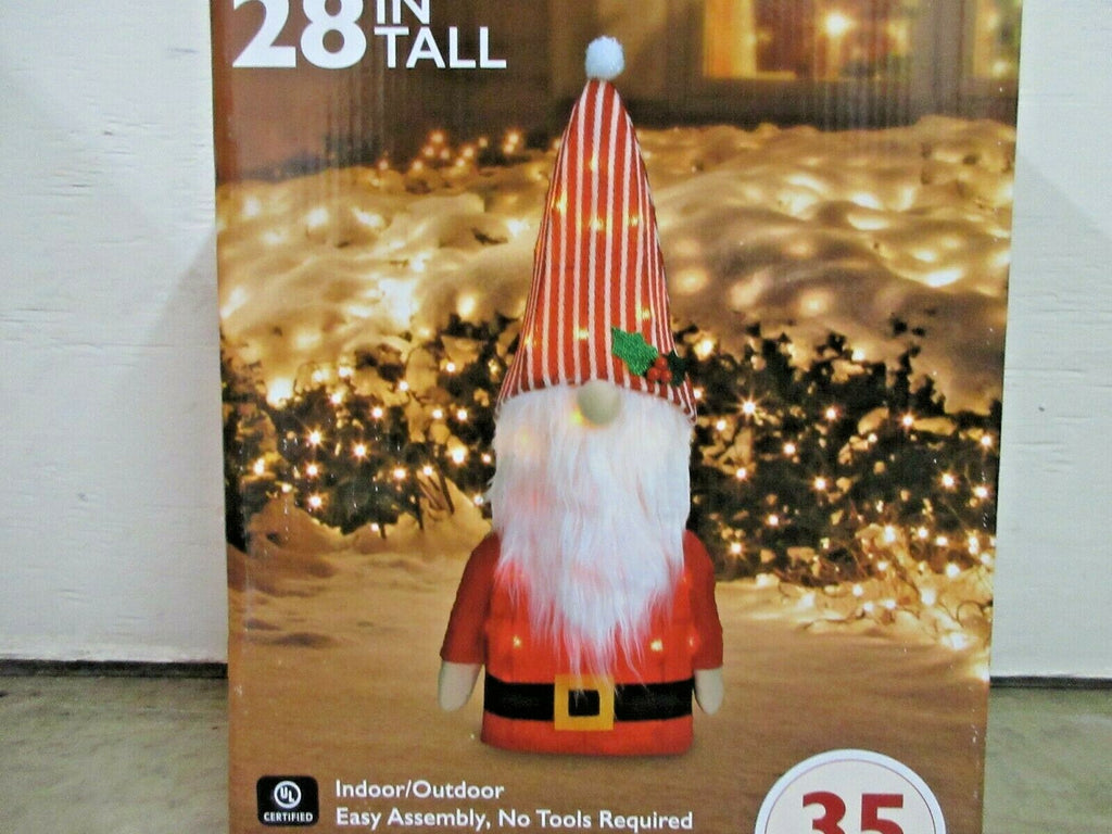 Holiday Collection Pre-Lit Santa Gnome Christmas Indoor Outdoor Decoration 28"