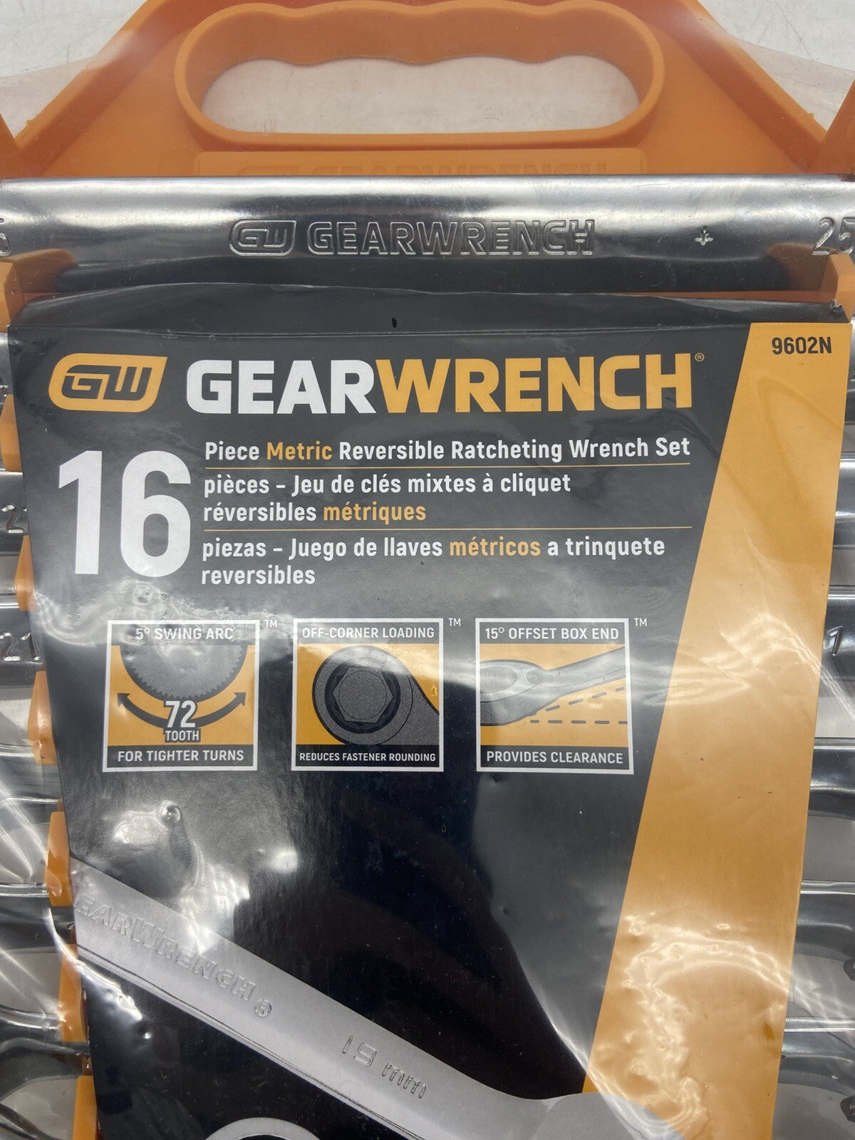 Gearwrench 16 Pc. Reversible Ratcheting Combination Wrench Set Metric 9602N