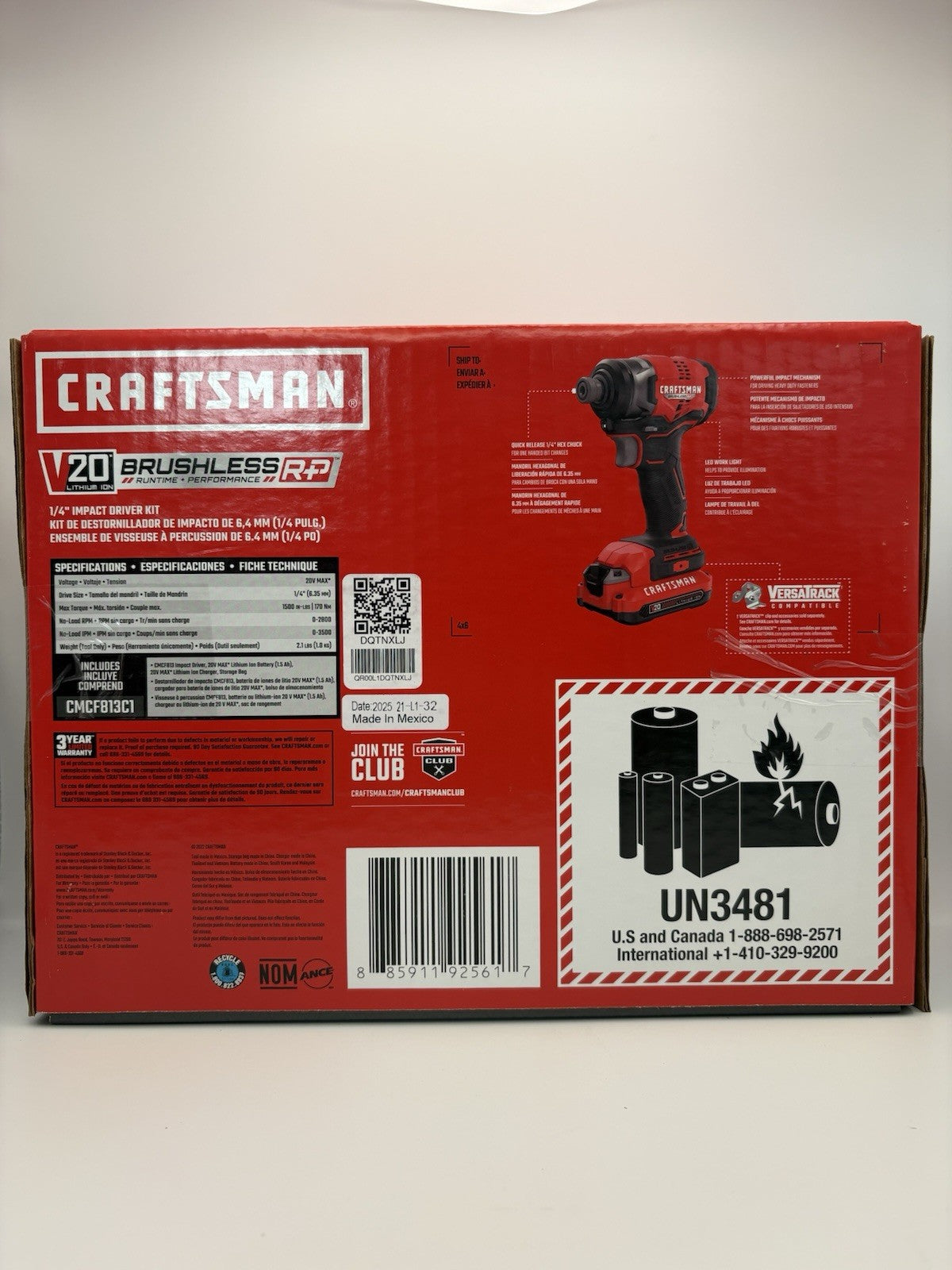 Craftsman CMCF813B 20V MAX 20 Volt 1/4" Impact Driver Kit
