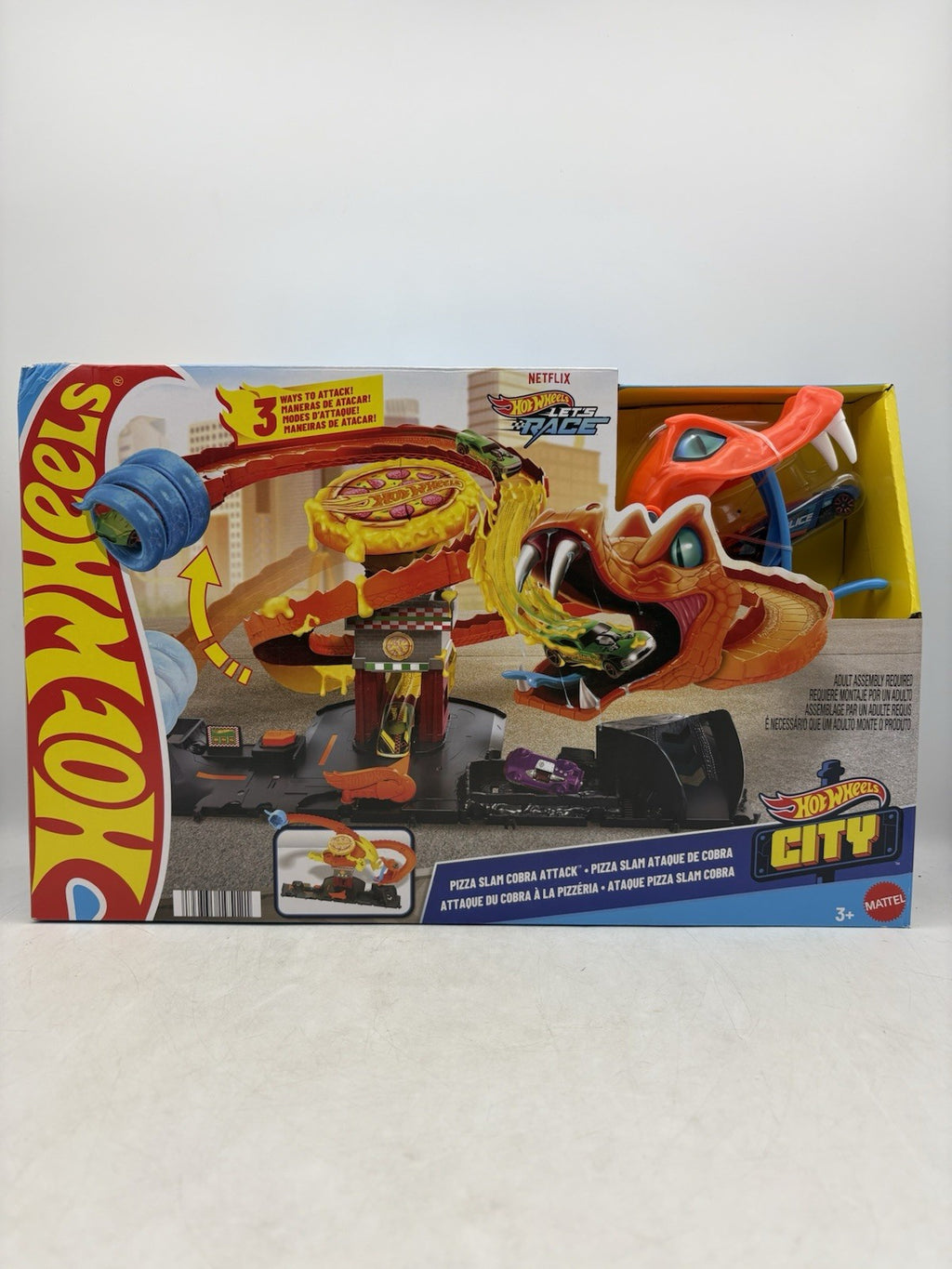 Mattel Hot Wheels City Pizza Slam Cobra Attack Playset with 1:64 Scale Toy Car