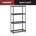 Husky 4-Shelf Metal Heavy-Duty Adjustable Garage Storage Shelving Unit in Black