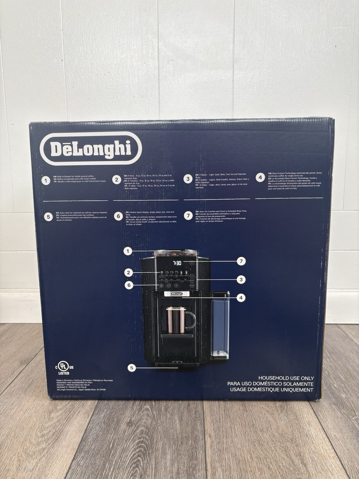 DeLonghi 60 oz Bean-to-Cup Coffee Maker Black TrueBrew Bean Extract CAM51015B