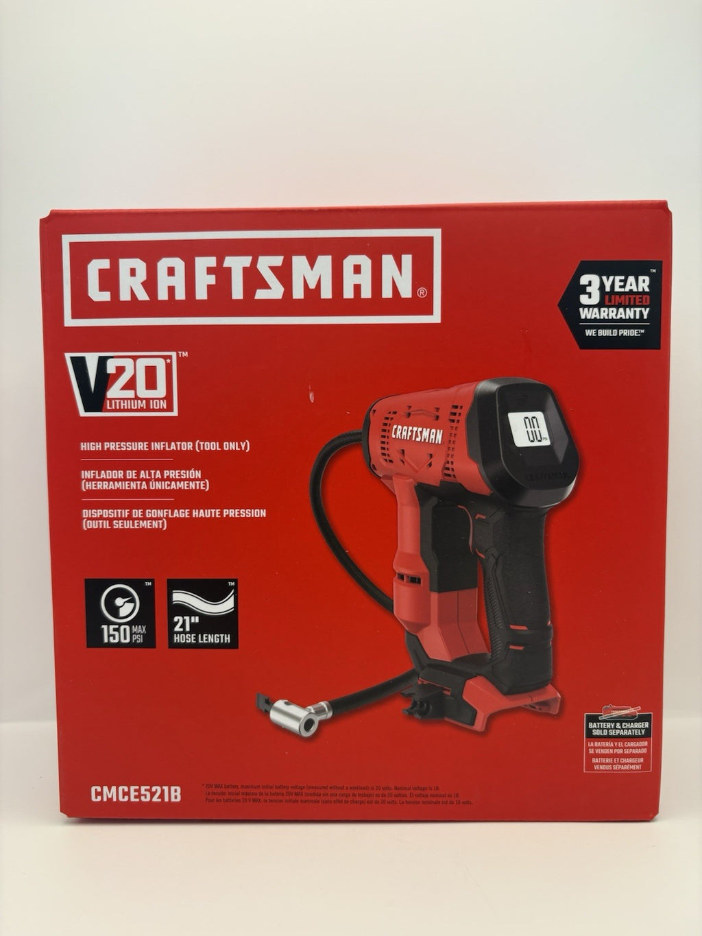 Craftsman V20 Cordless Inflator Pump Tool Only Tires High Pressure PSI 150