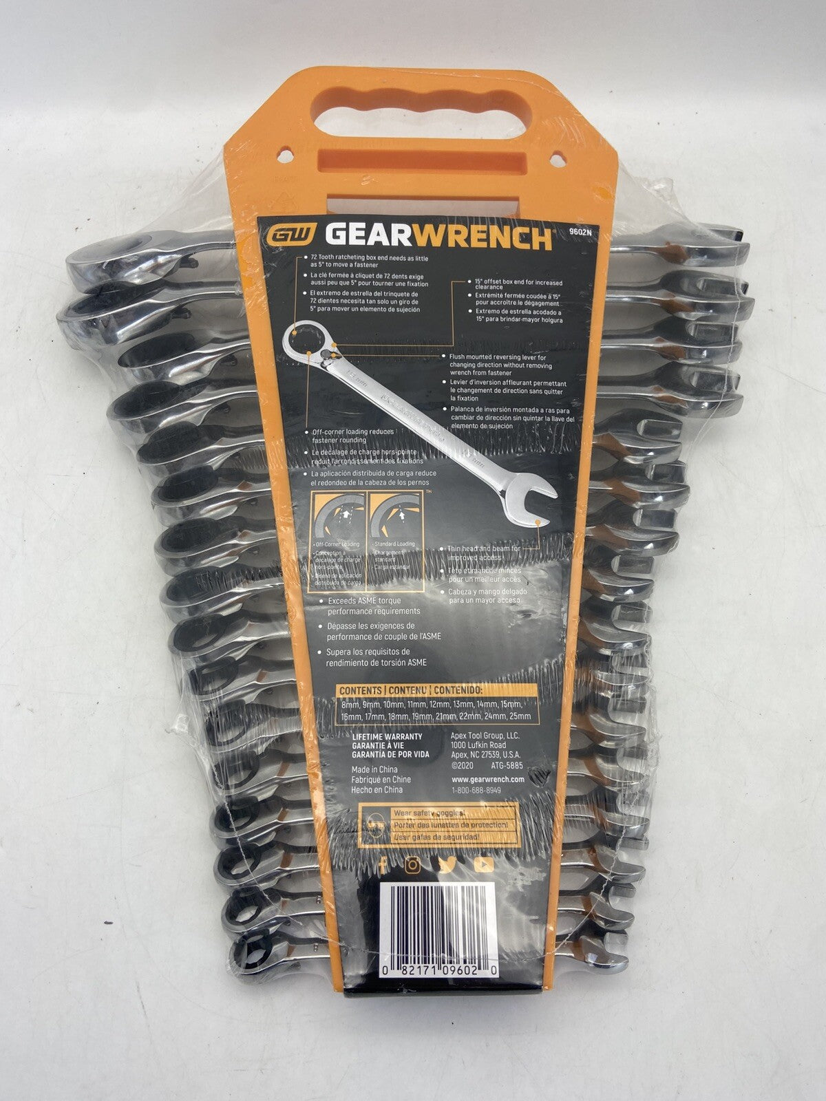 Gearwrench 16 Pc. Reversible Ratcheting Combination Wrench Set Metric 9602N