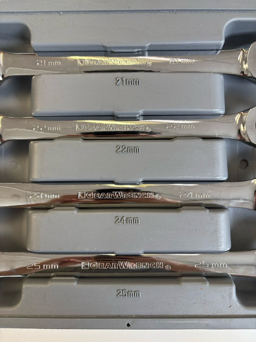 4 PC LG GEARWRENCH Metric Ratchet COMB. Wrench Set 9413 21, 22, 24 & 25MM
