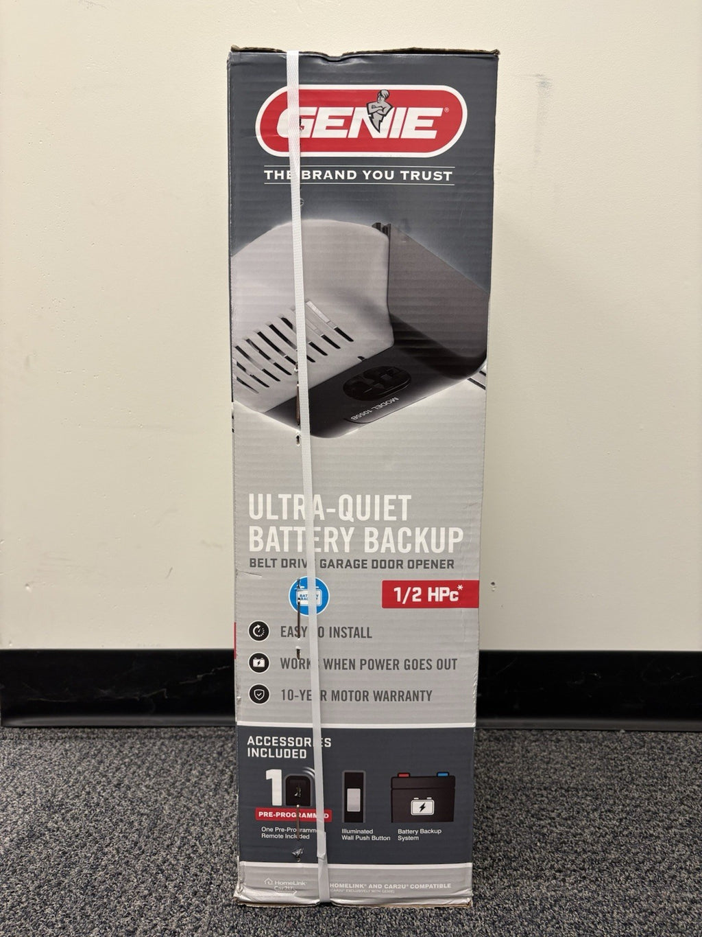 Genie 1/2 Hpc Ultra Quiet Belt Drive Garage Door Opener Battery Back-Up 1055B-VE