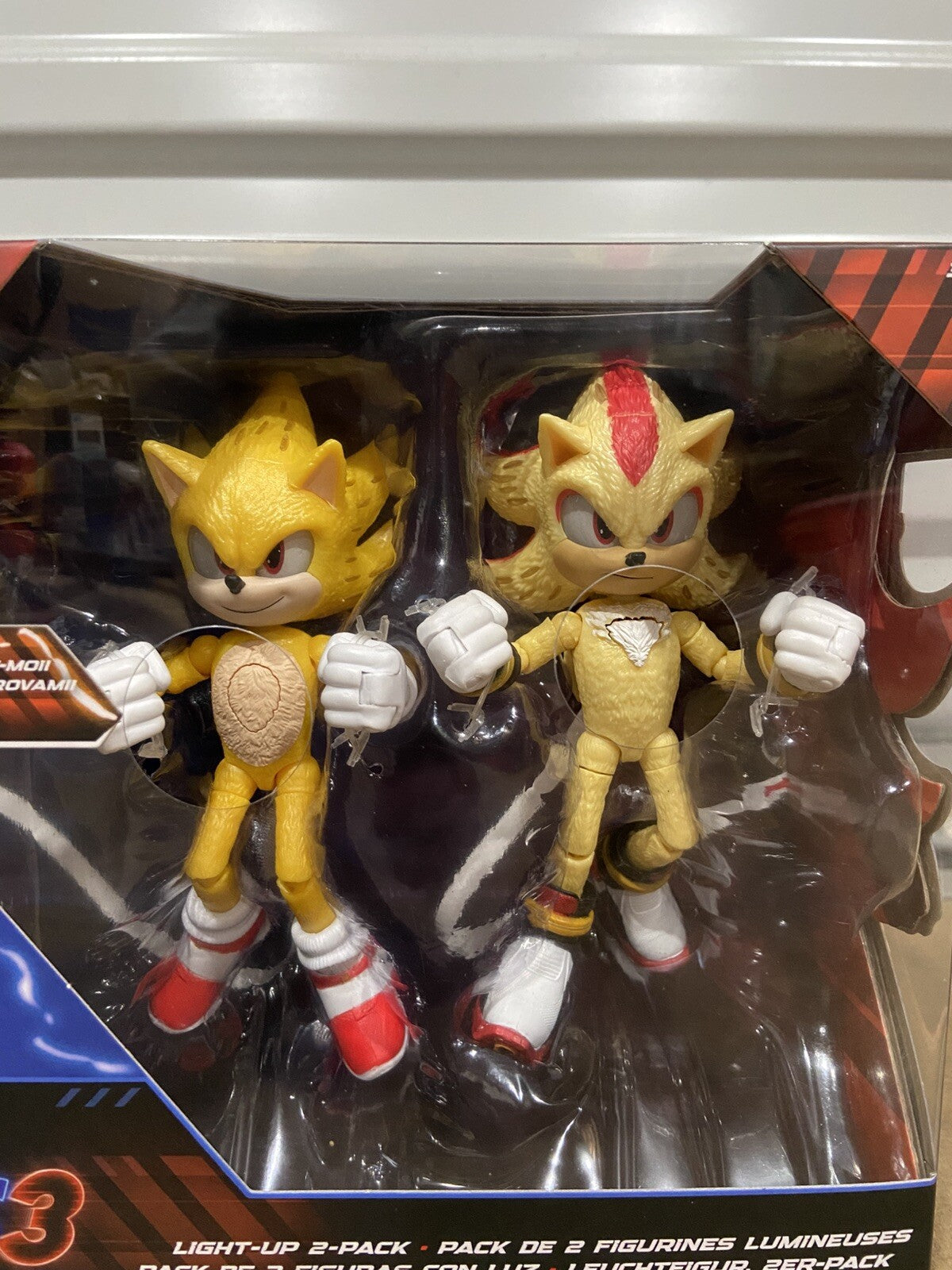 Sonic the Hedgehog 3 Movie Light-Up Figures - Super Sonic & Shadow 2-Pack | NEW