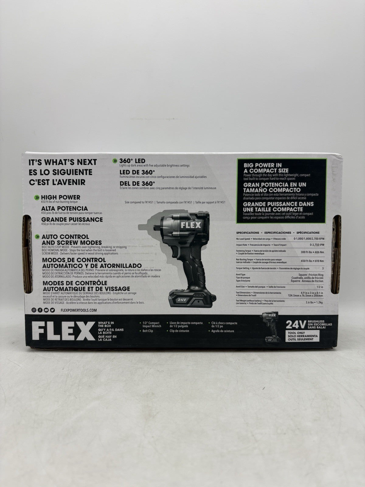Flex FX1431-Z 24V 1/2 Cordless Compact Impact Wrench 450ft-lbs Torque Tool Only