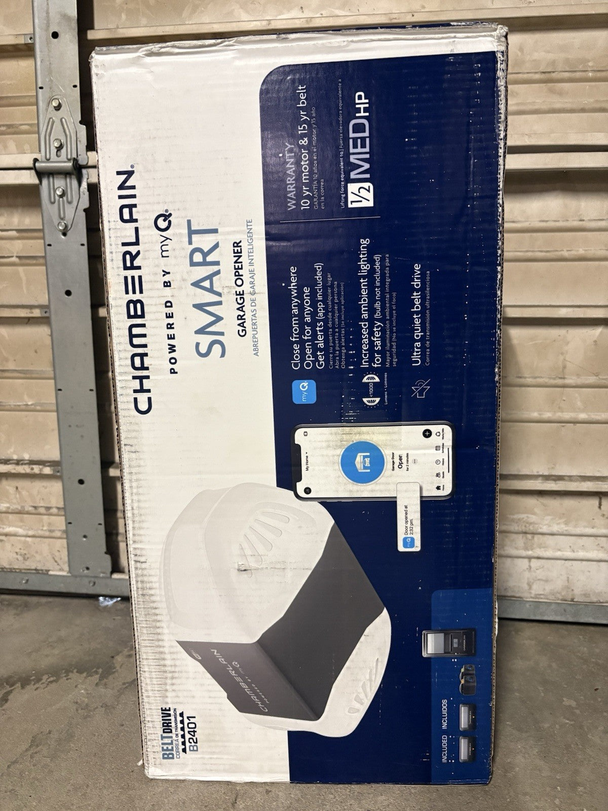Chamberlain Smart Garage Door Opener 1/2MED HP B2401 Belt Drive