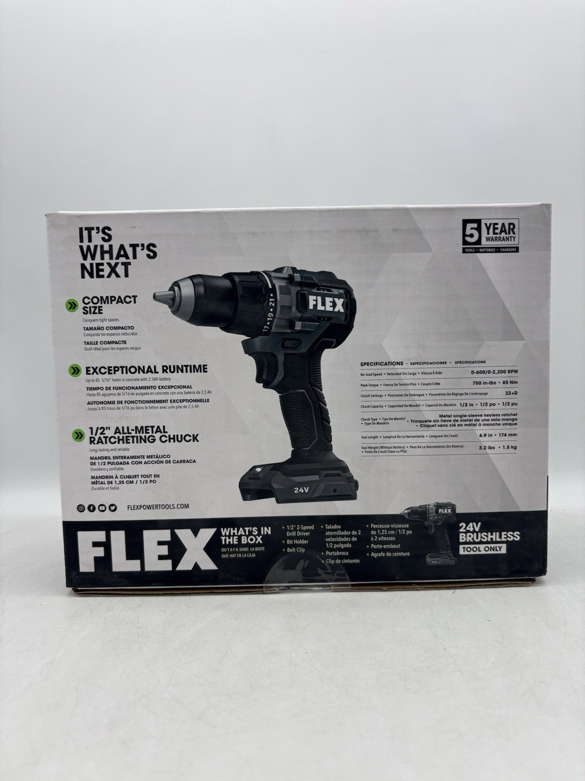 Flex FX1151 24V 1/2" 2-Speed Cordless Drill Driver Only 750 in-lbs