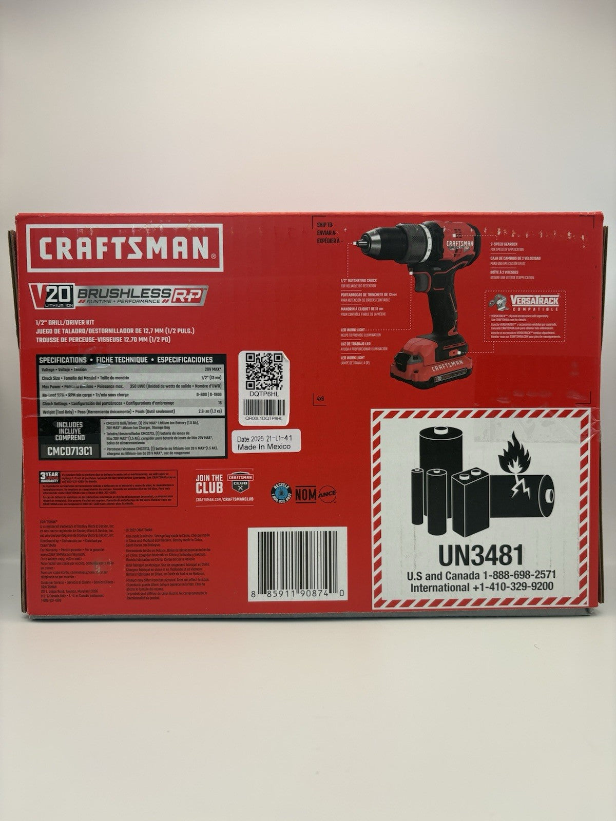 Craftsman V20 Brushless Cordless Drill Kit CMCD713C1, 1.5Ah Battery & Charger