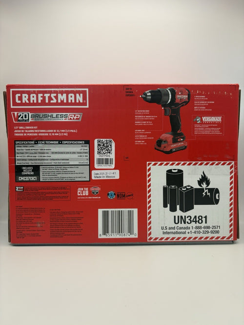 Craftsman V20 Brushless Cordless Drill Kit CMCD713C1, 1.5Ah Battery & Charger
