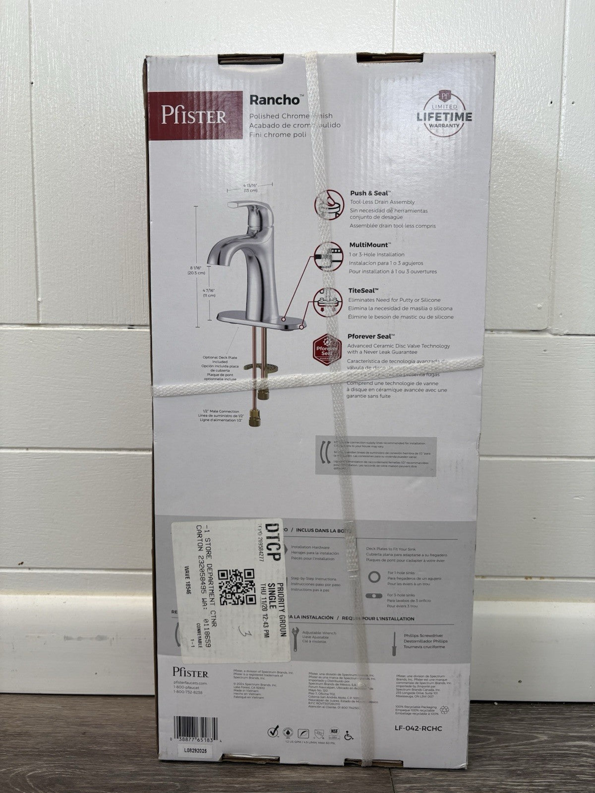 Pfister Faucet Rancho Polished Chrome Single hole Bathroom Sink FaucLF-042-RCHC