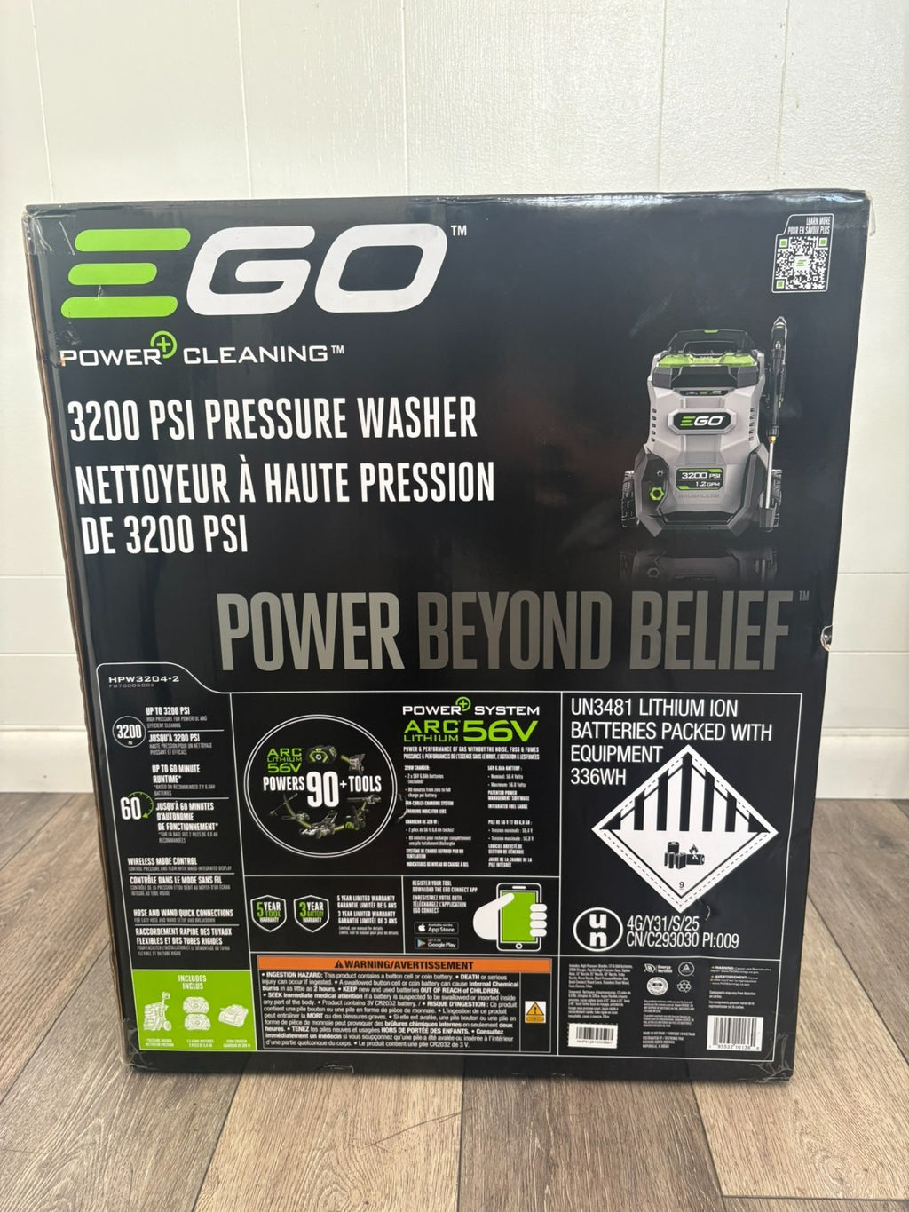 EGO POWER 3200PSI 1.2GPM Cold Water Battery Pressure washer HPW3204-2