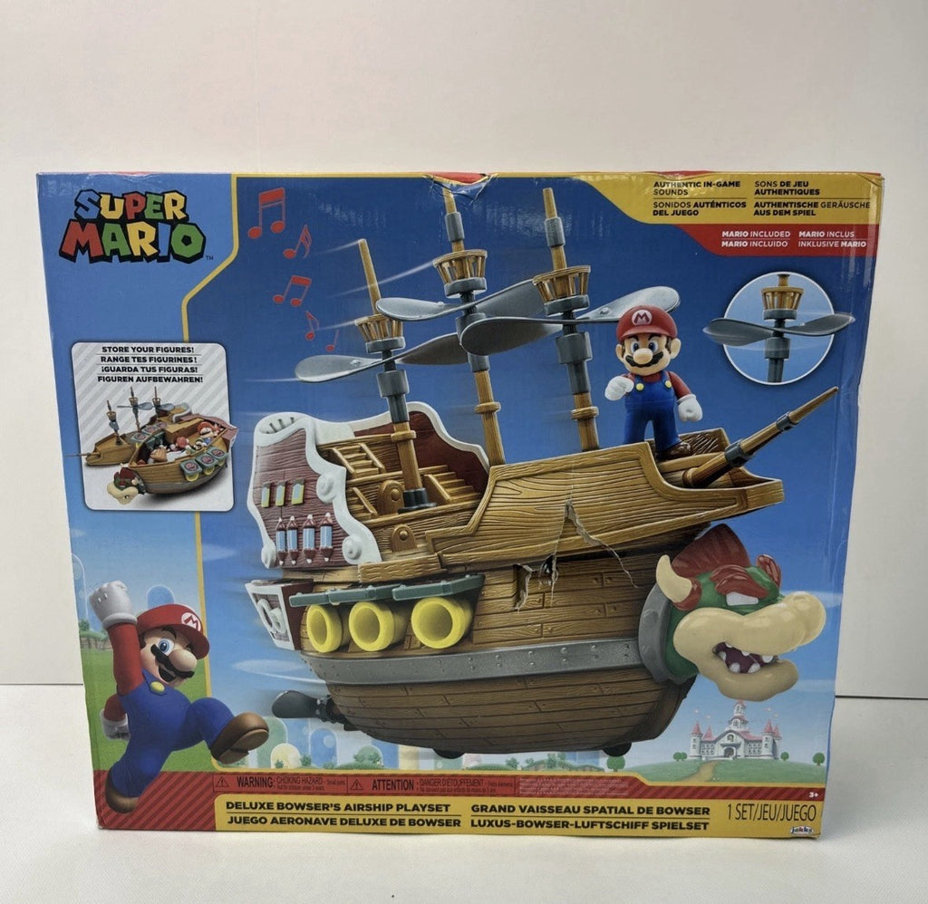 New Super Mario Bros. Deluxe Bowser's Airship Playset w/ Mario Action Figure
