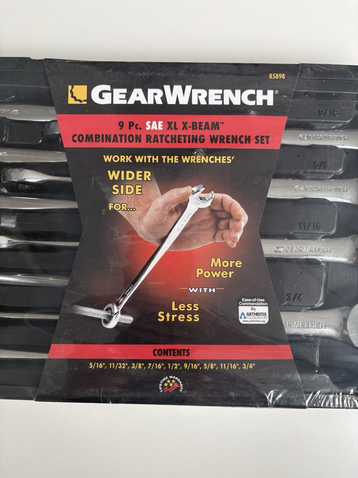 Gearwrench 85989 72-tooth X Beam Combo Ratcheting Wrenches 9 Pc Set New