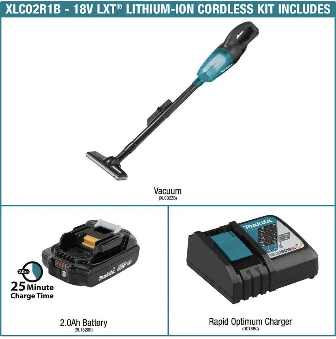 Makita Vacuum kit 18-volt li-ion convertible Handheld Compact Cordless 2.0 ah