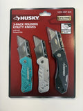 Husky 3-Pack Folding Utility Knife NEW In Box