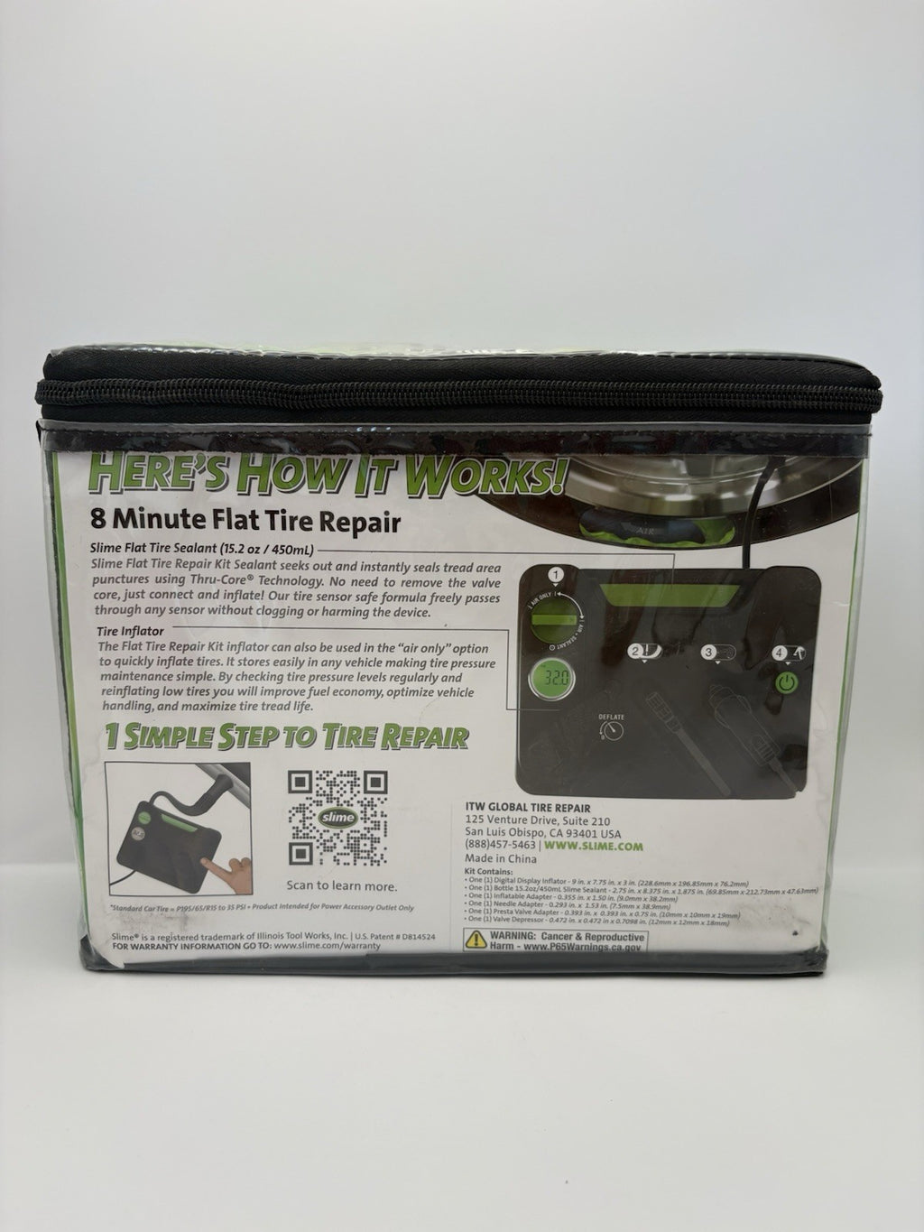 New Slime Flat Tire Repair Kit Digital Series Inflater 