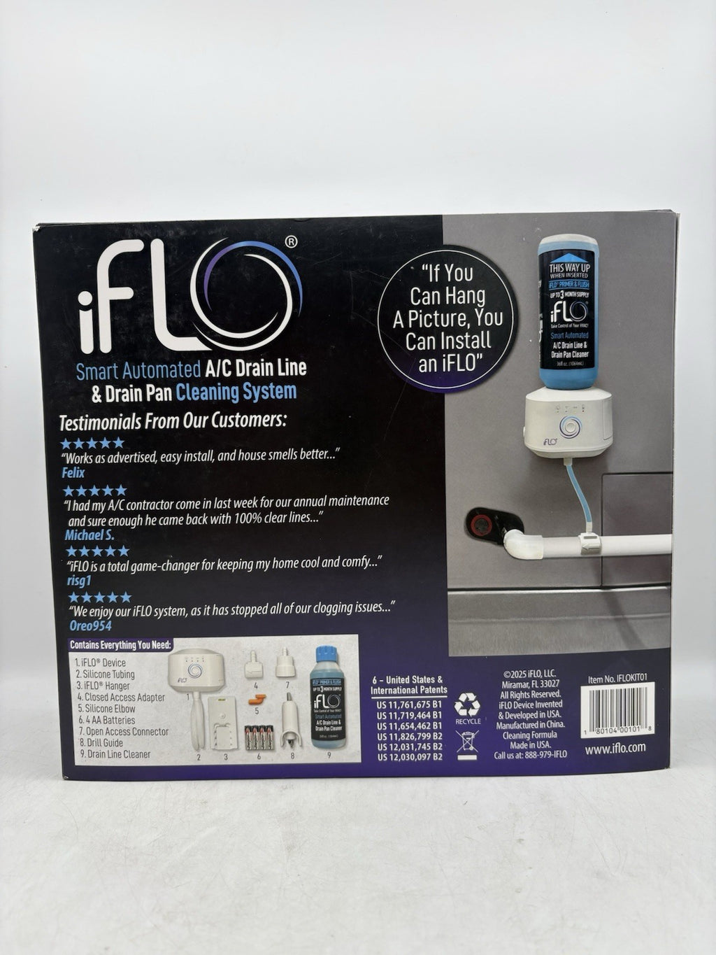 iFLO Smart Automated A/C Drain Line Cleaner IFLOKIT01 UPC 180104001018 NEW