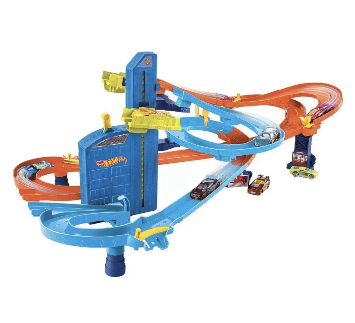 Hot Wheels Auto Lift Expressway Track and Toy Cars Playset City Motorized  1:64