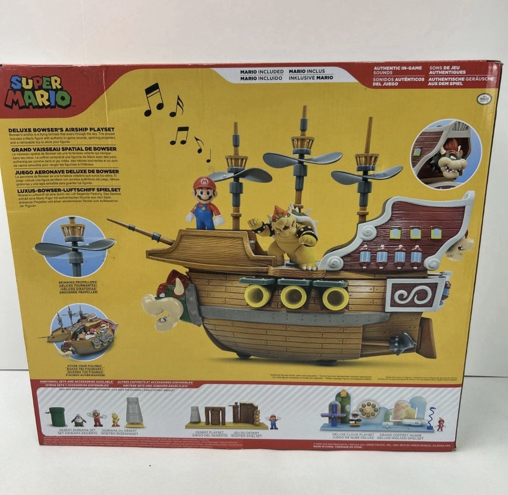 New Super Mario Bros. Deluxe Bowser's Airship Playset w/ Mario Action Figure