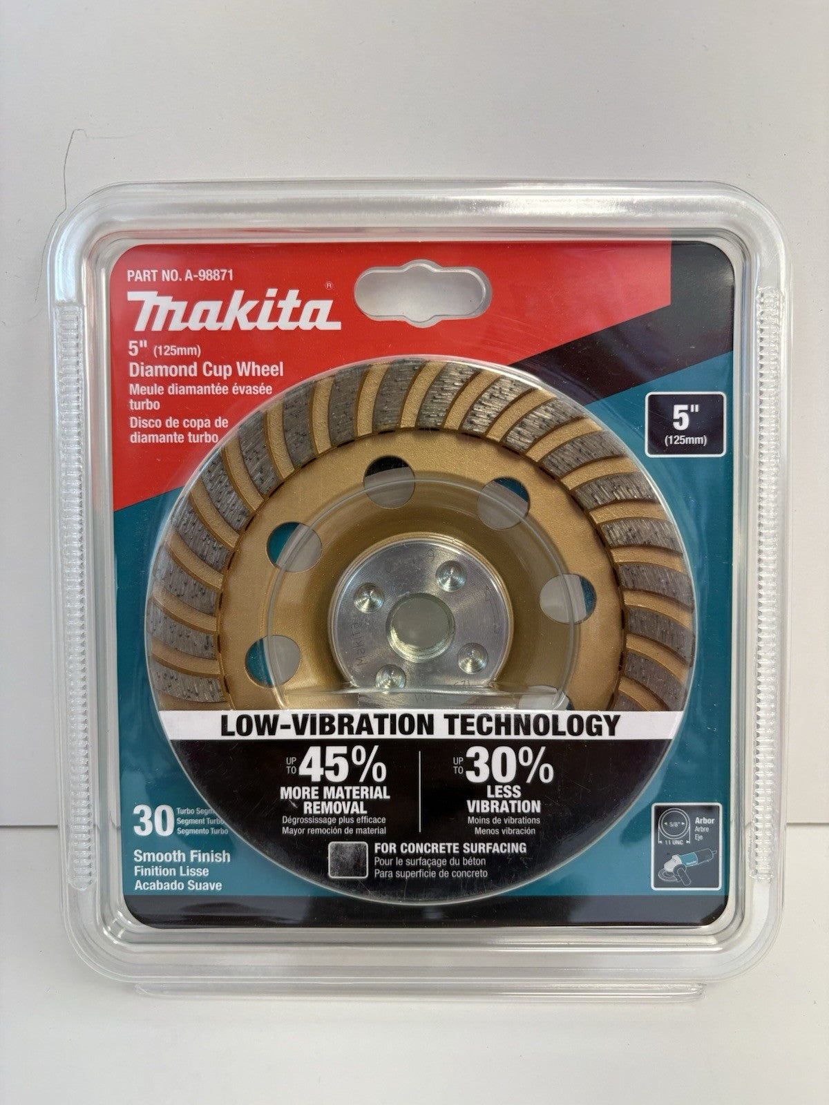 Makita A-98871 5" Low-Vibration Diamond Cup Wheel