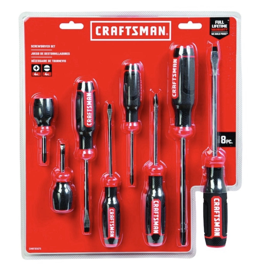 Craftsman Screwdriver Set Assorted 8 Piece Durable Hand Tools Cmht65075