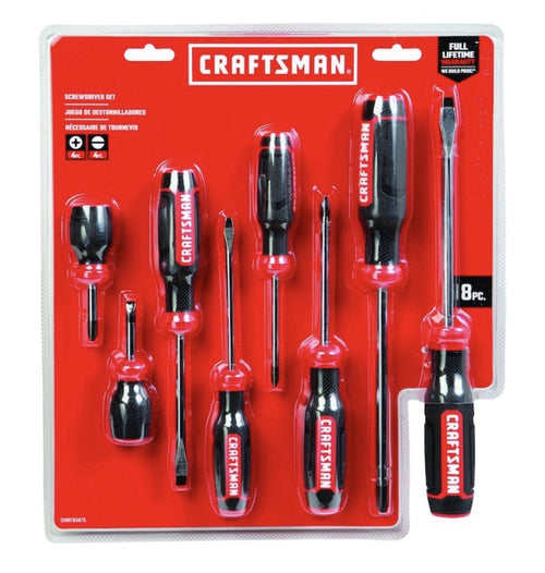 Craftsman Screwdriver Set Assorted 8 Piece Durable Hand Tools Cmht65075