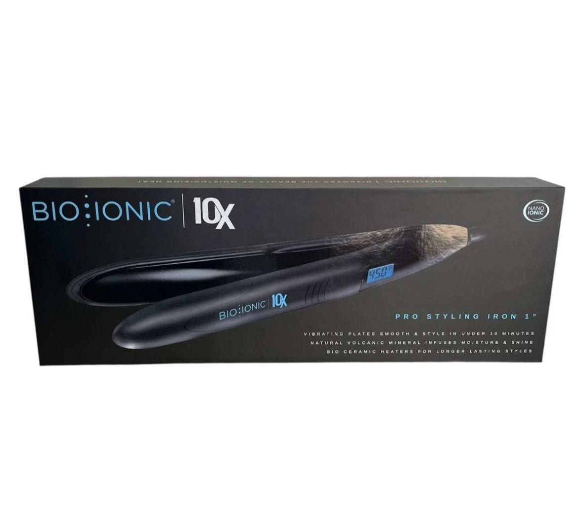 Bio Ionic 10X Pro Styling Iron 1" Nano Ionic-with Vibrating Plates Brand New