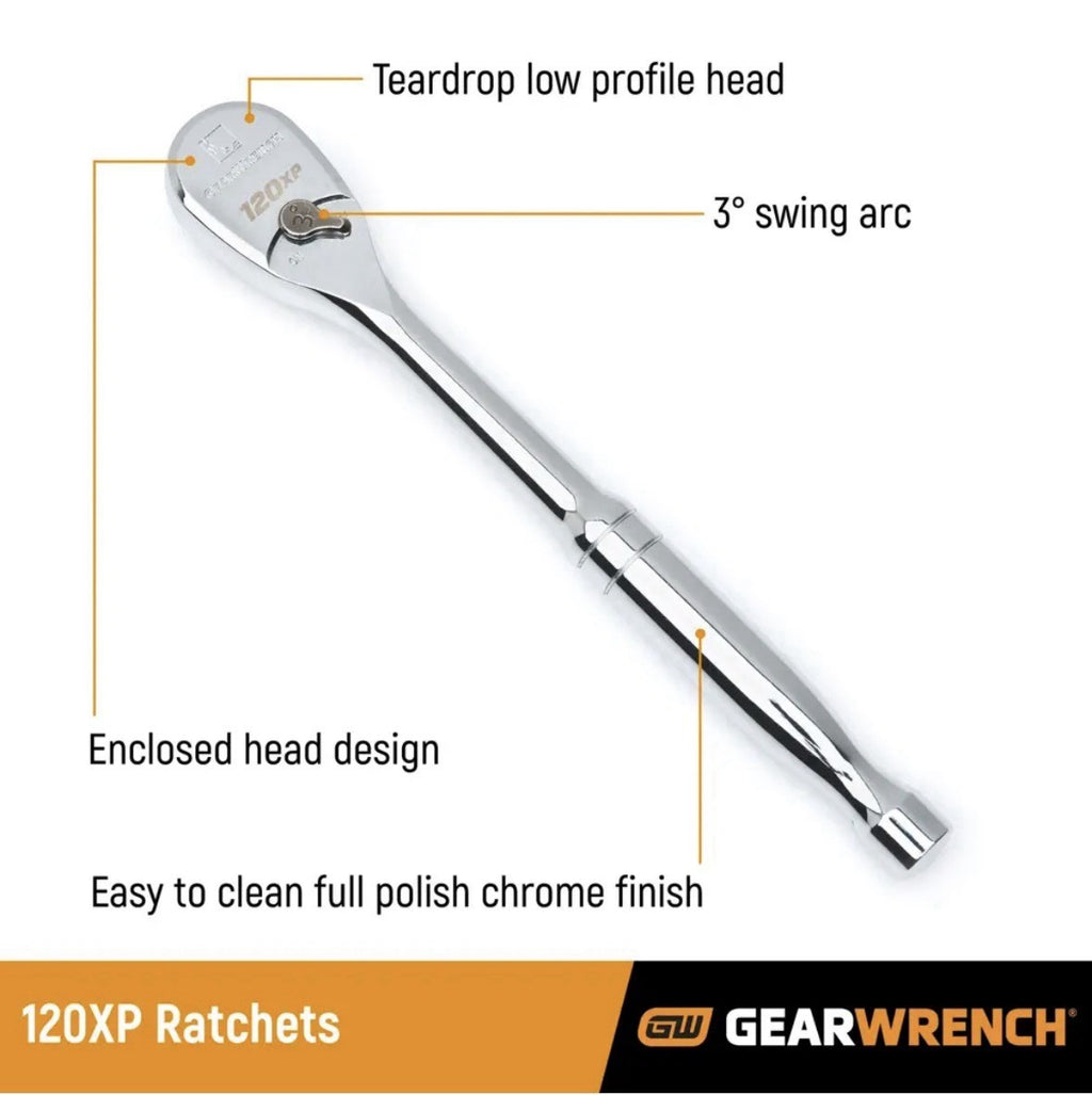 Gearwrench 81271 2 Pc 1/4 & 3/8" Dr 120XP Extra Long Handle Ratchet Set