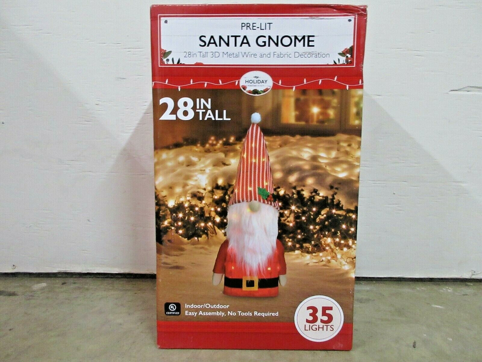 Holiday Collection Pre-Lit Santa Gnome Christmas Indoor Outdoor Decoration 28"