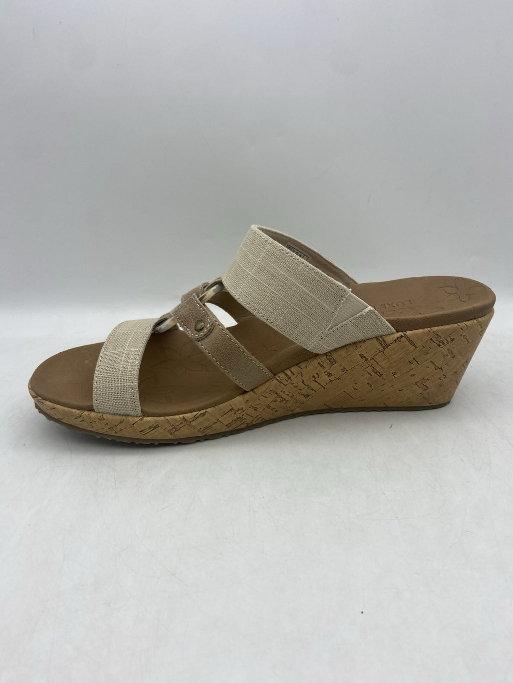 Skechers Womens Beverlee Luxe Foam Sail Away Embellished Wedge Sandals Beige 10