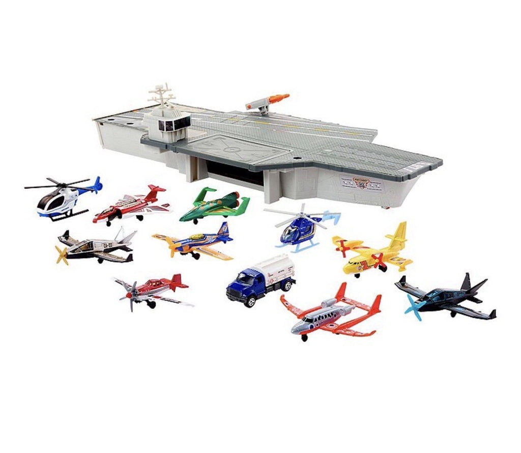 Matchbox Aircraft Carrier Model & Play Set with 10 Die-Cast Sky Buster airplanes