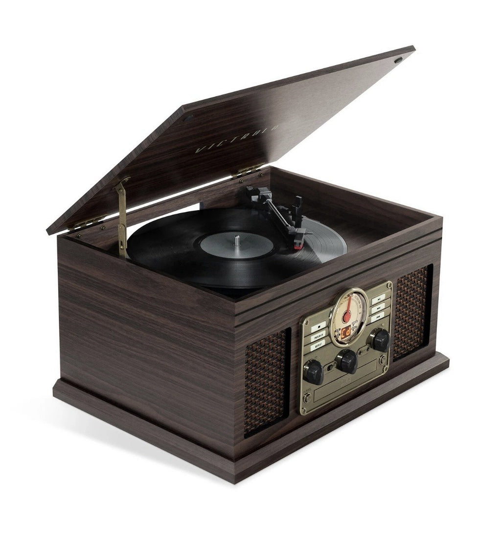 Victrola Hawthorne 7-in-1 Wood Record Player Music Center