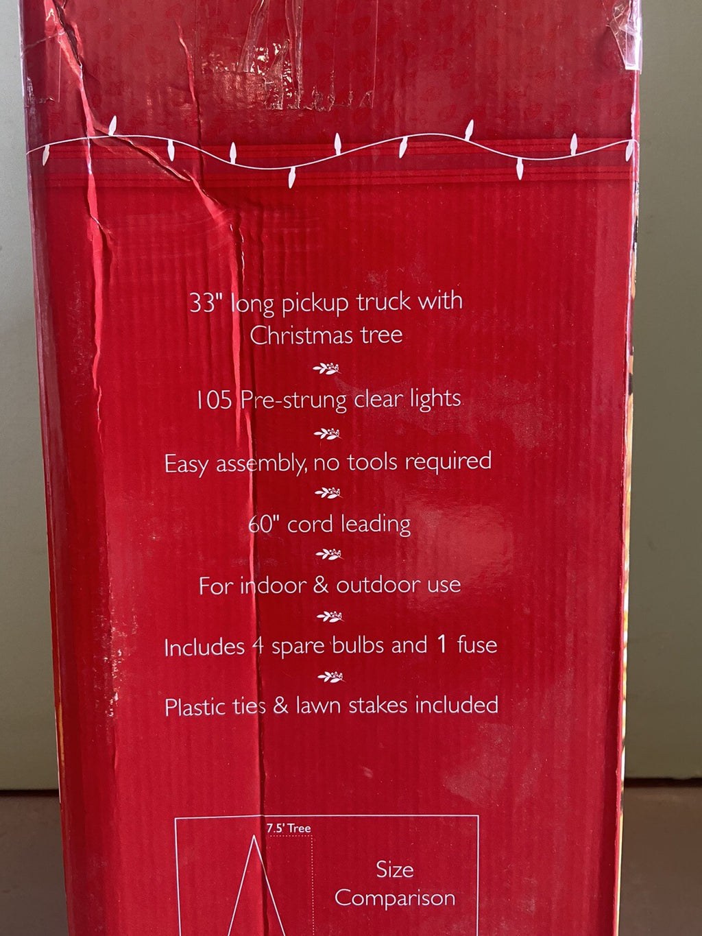 Holiday Collection Light-Up Tinsel Truck with Holiday Christmas Tree 33” Long