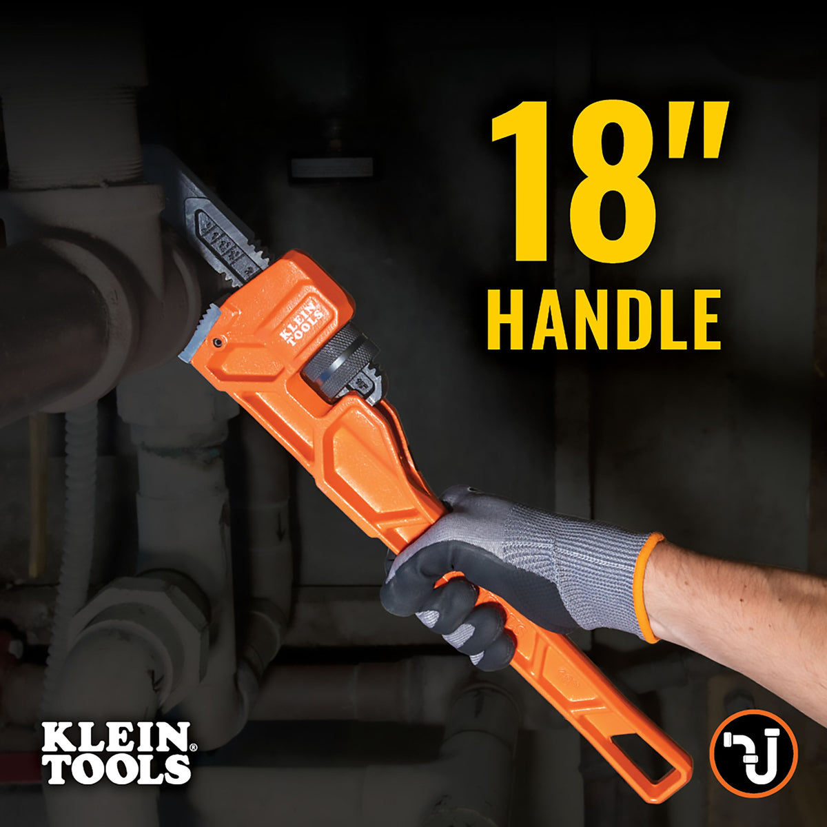 Klein Tools 68228 Adjustable Cast Iron Pipe Wrench, 18-Inch