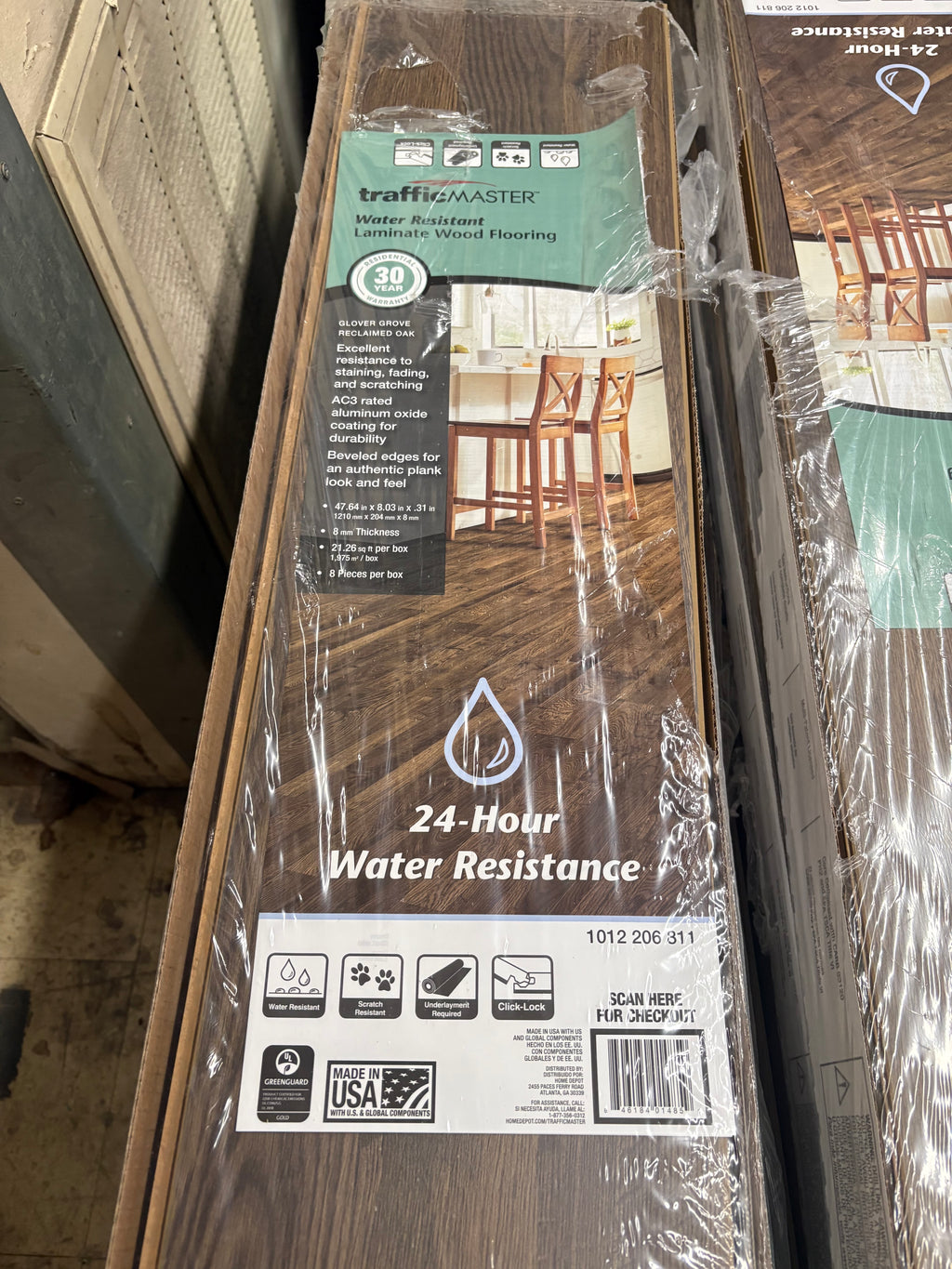 Glover Grove Reclaimed Oak 8 mm T x 8 in. W Water Resistant Laminate Wood Flooring(21.26 sq. ft./Case)