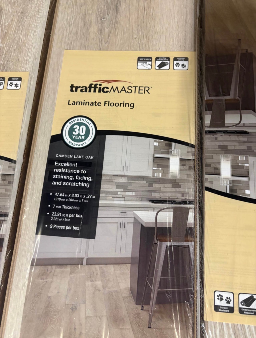 TrafficMaster Camden Lake Oak 7 mm T x 8 in. W Laminate Wood Flooring (23.9 sqft/case)