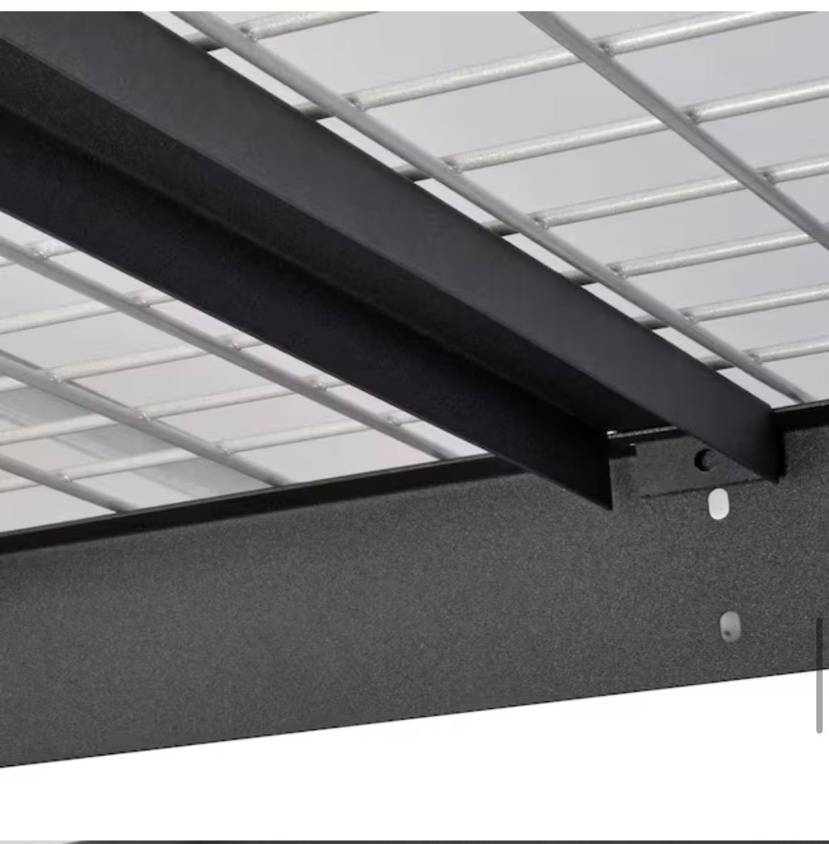 Husky 97.5 in. W x 43.75 in. H x 32 in. D Adjustable Height Metal Heavy-Duty Overhead Garage Storage Rack in Black