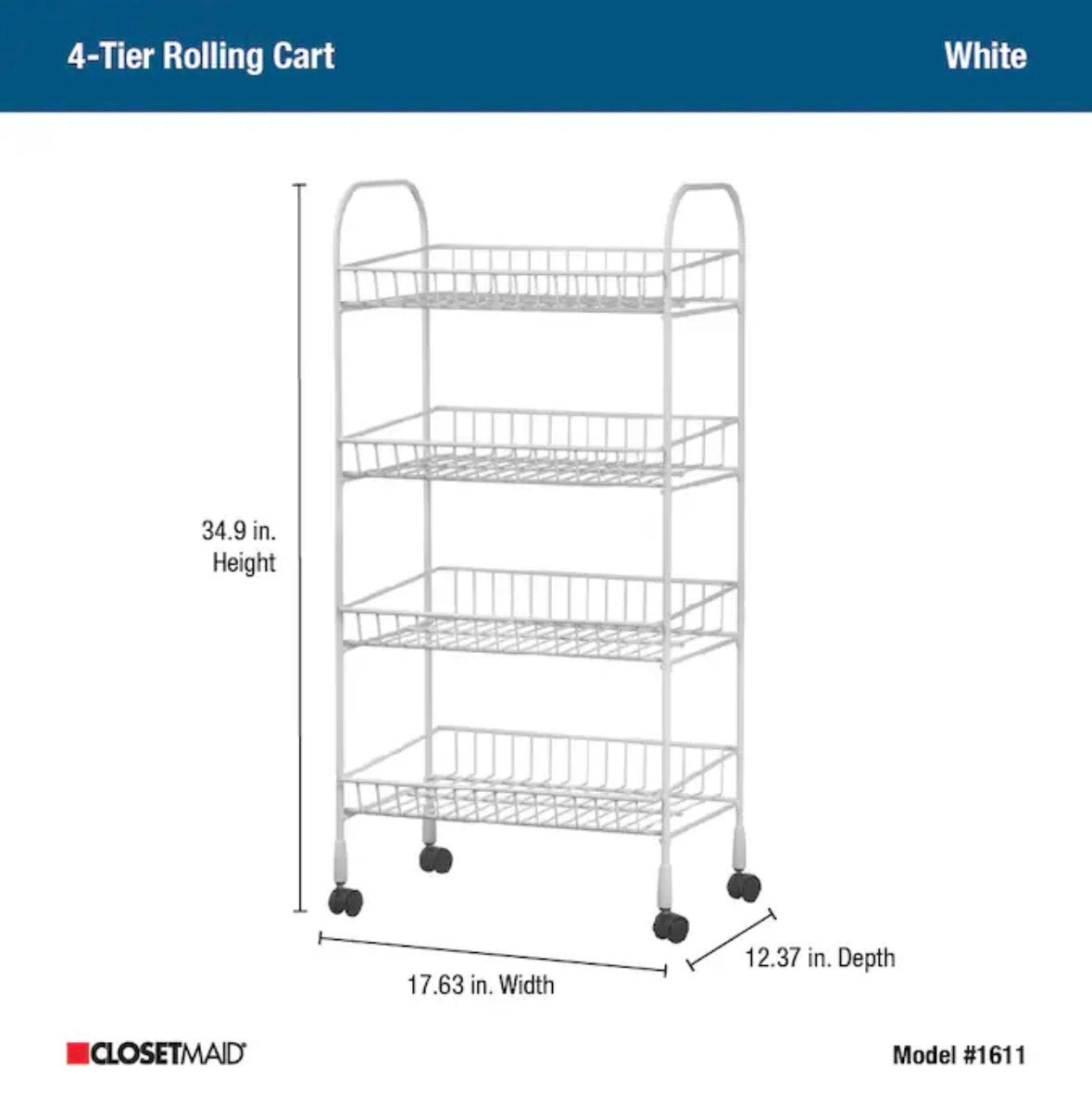 ClosetMaid 4 Tier Rolling Cart