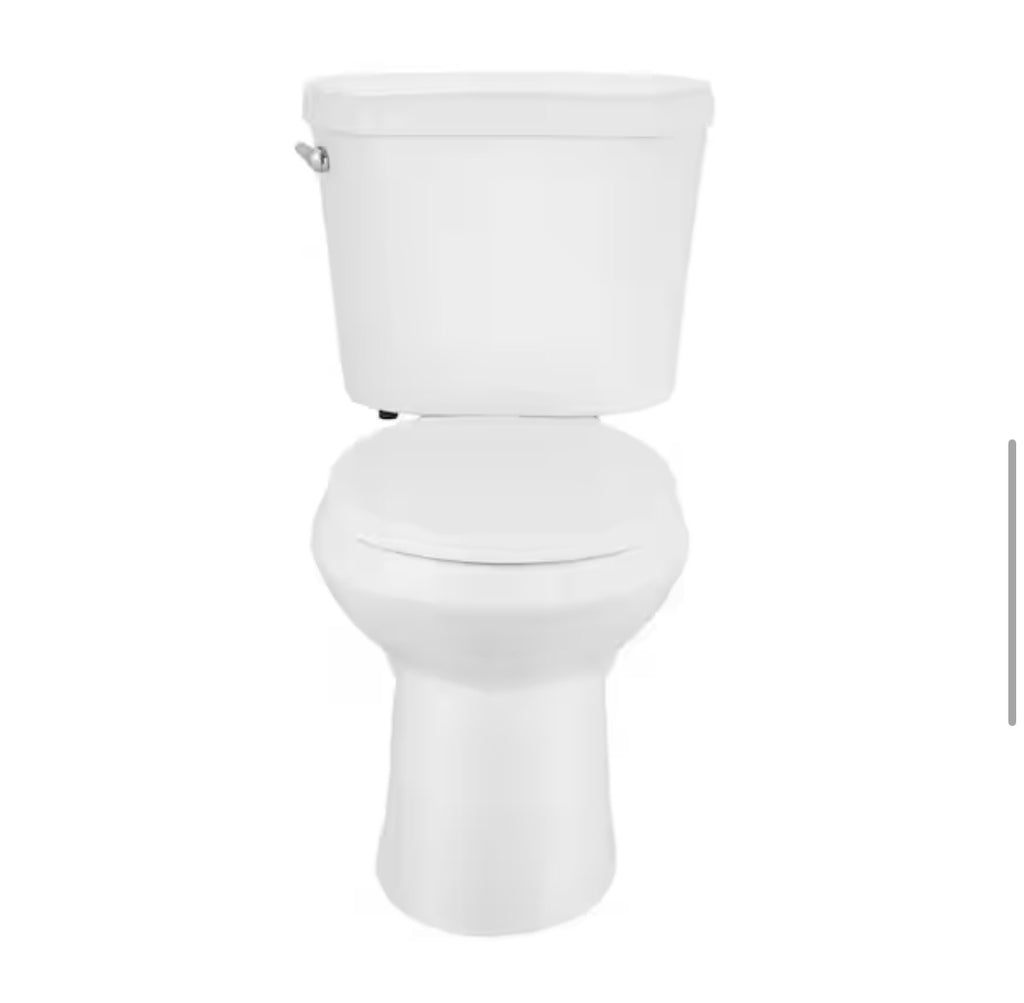 Glacier Bay 10 in. Rough In 2-Piece 1.28 GPF Single Flush Round Toilet in White, Seat Included