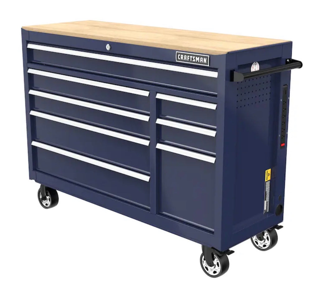 Craftsman 2000 Series 50-in W x 37.5-in H 8 -Drawers Rolling Midnight Blue Wood Work Bench