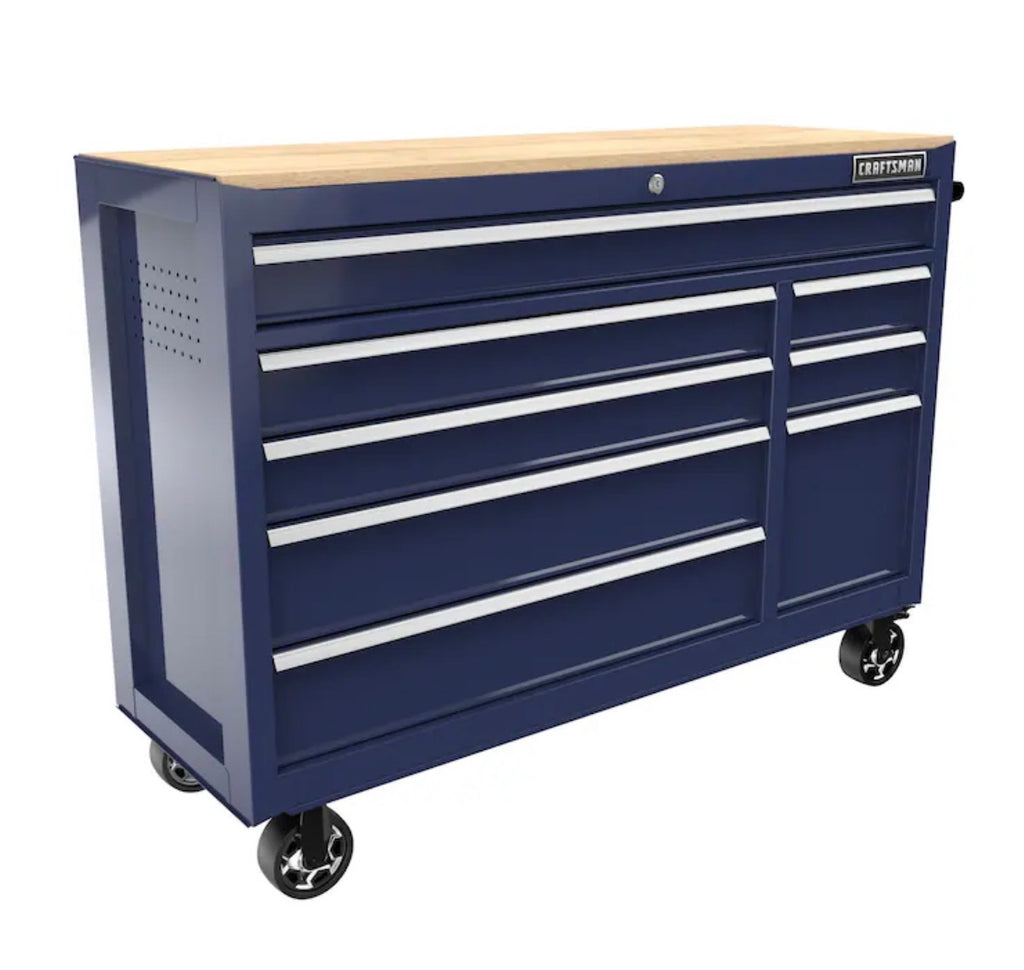 Craftsman 2000 Series 50-in W x 37.5-in H 8 -Drawers Rolling Midnight Blue Wood Work Bench